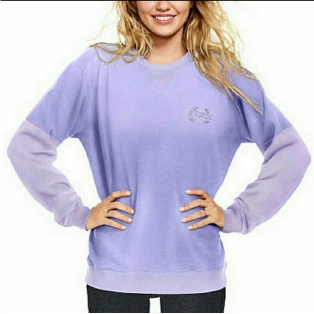 PINK Victoria’s Secret Purple Crewneck Velour Sweatshirt Size Small